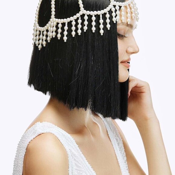 1920s Pearl Flapper Headpiece Roaring Gatsby Bead Bridal Cosplay main image 4